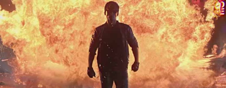 Photo: Kung fury walking away from an explosion.