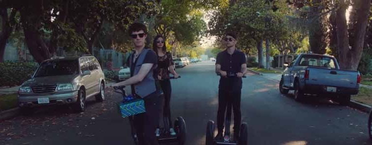 Photo of Victoria Justice, Max and Kurt Schneider performing a medley of Timberlake songs while riding Segways.