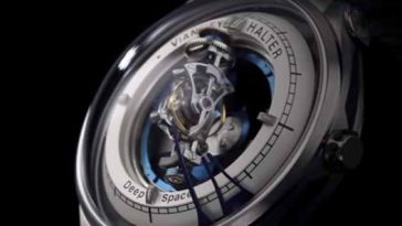 Photo of a Vianney Halter Deep Space Tourbillon timepiece.