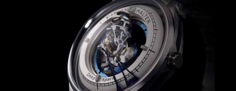 Photo of a Vianney Halter Deep Space Tourbillon timepiece.