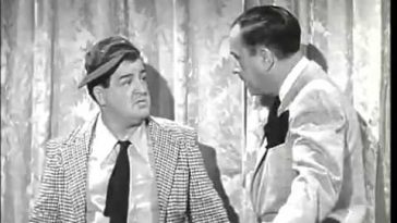 Photo of Abbott and Costello performing Who's On First.
